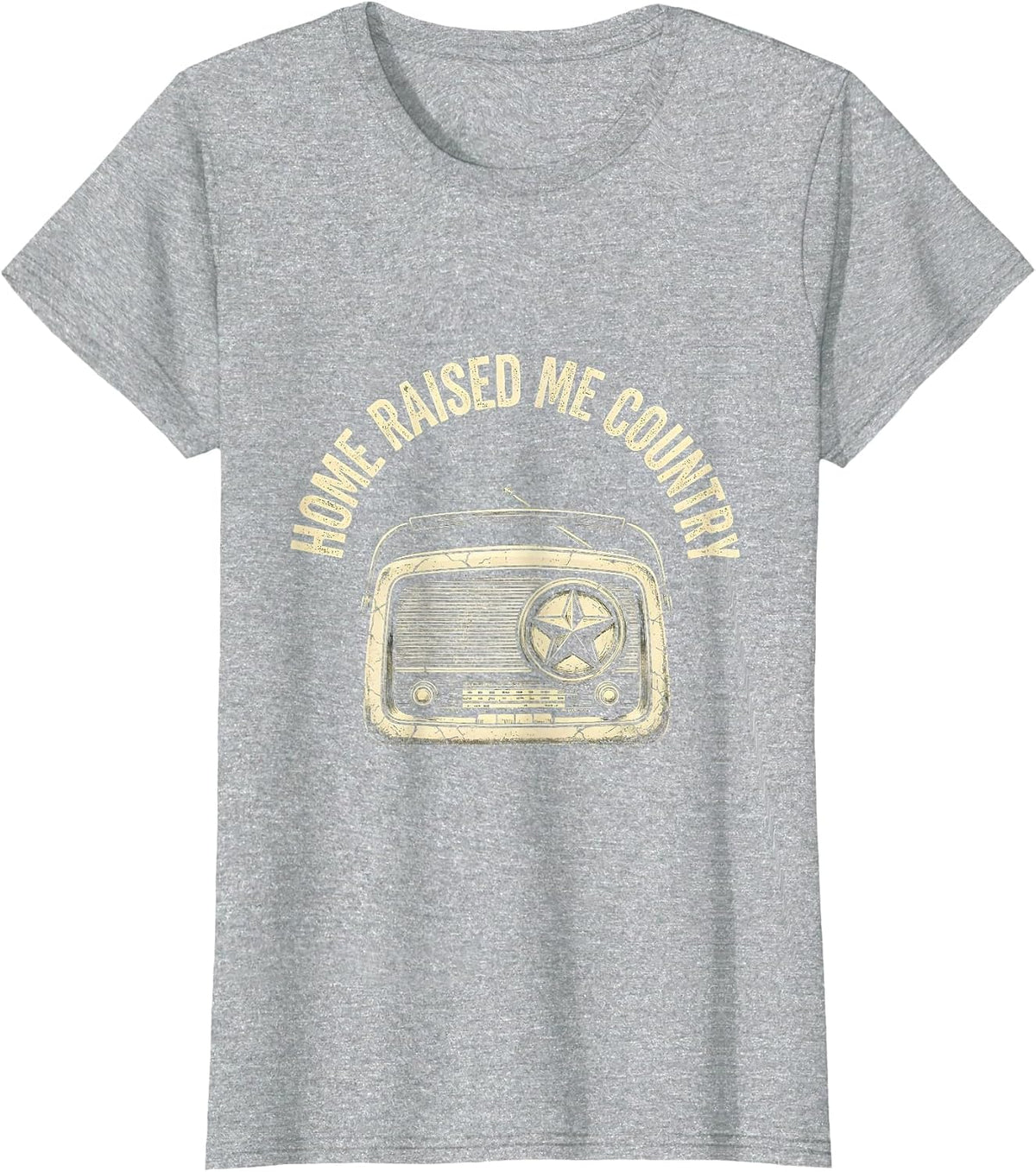 Home Raised Me Country Boho Western Vintage Radio Cowboy T-Shirt - Heather Grey