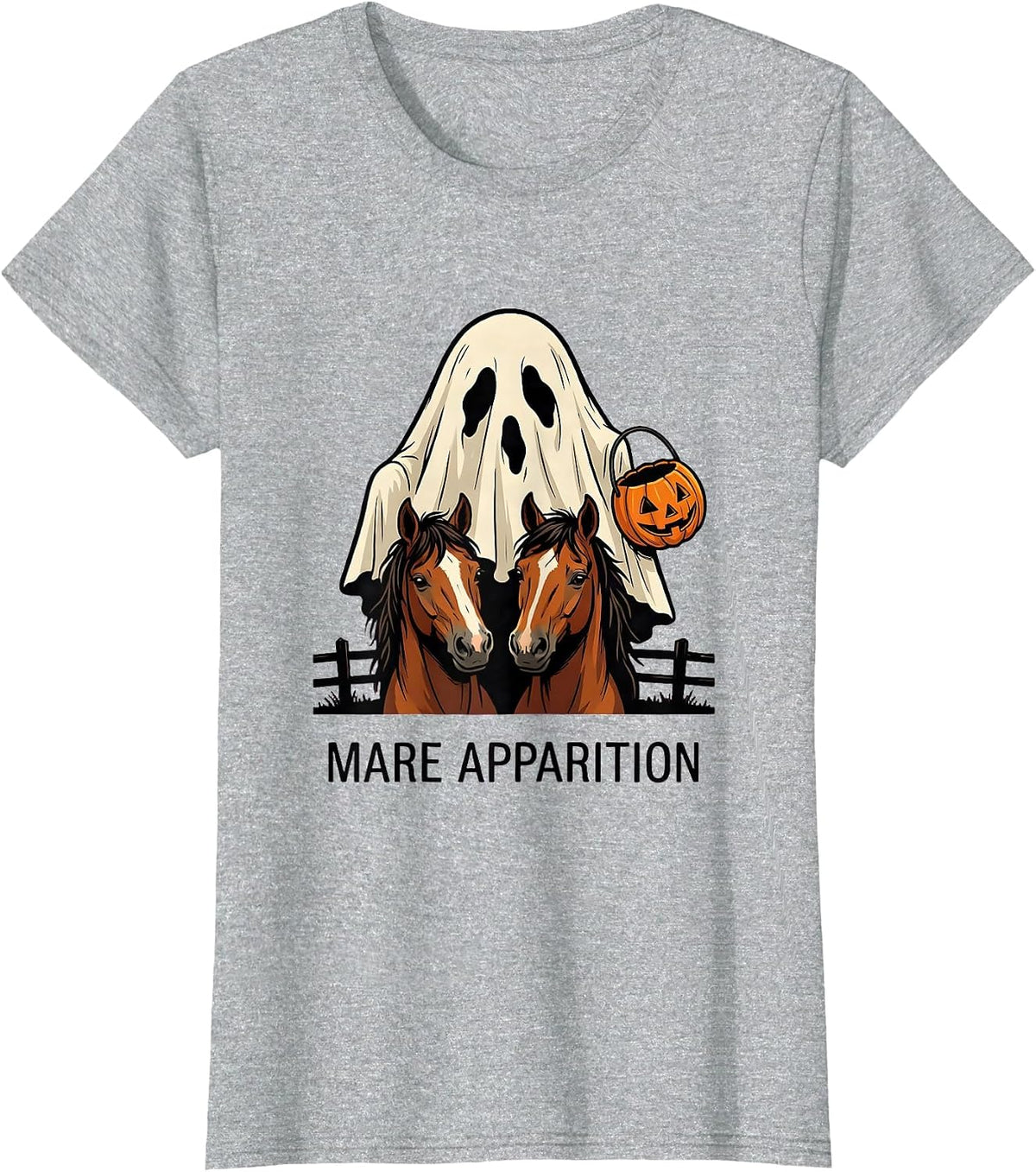 Mare Apparition Funny Horse Ghost Halloween Equestrian T-Shirt - Heather Grey