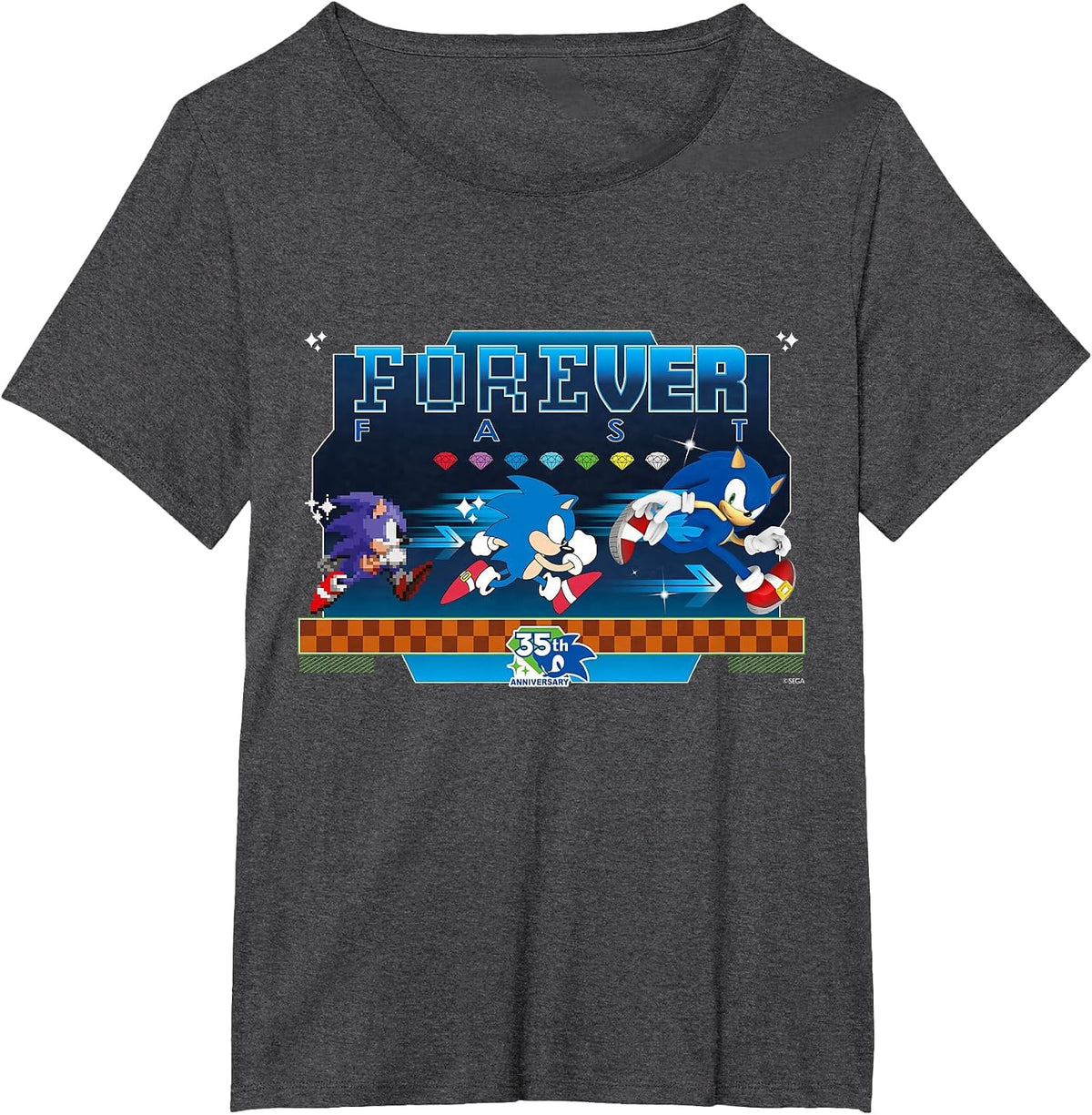 Sonic the Hedgehog 35th Anniversary Forever Fast Evolution T-Shirt - Dark Heather Grey