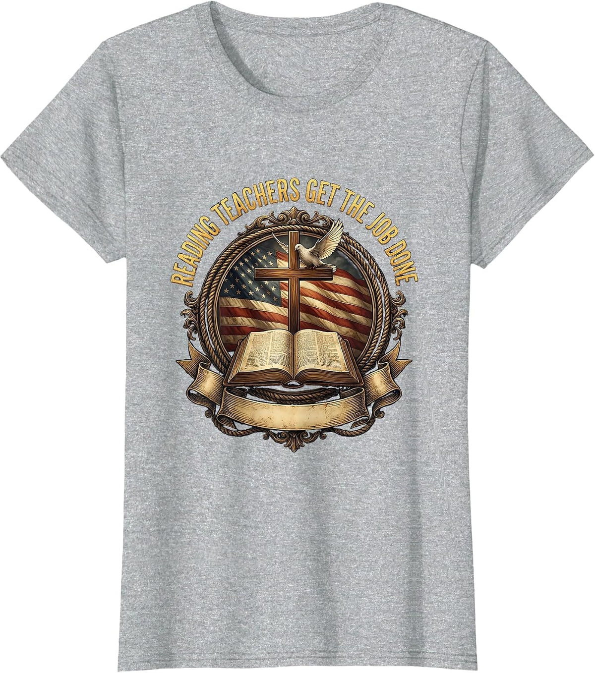 Reading Teachers Get The Job Done Educator Design T-Shirt - Heather Grey