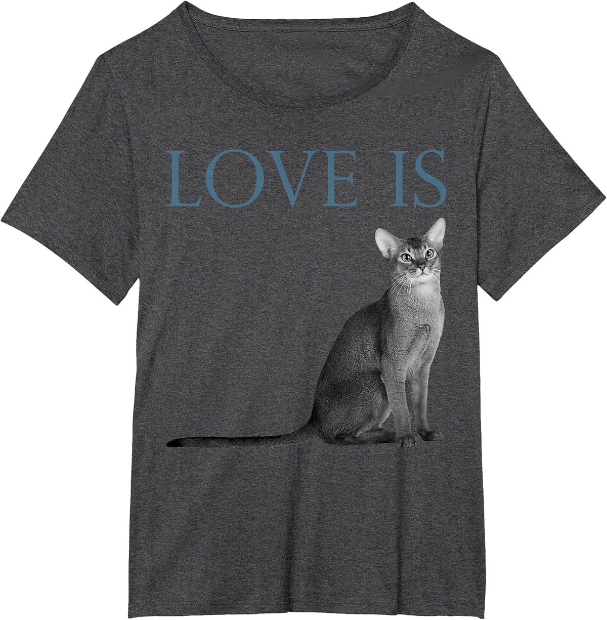 Love is Abyssinian Cat T-Shirt - Dark Heather Grey