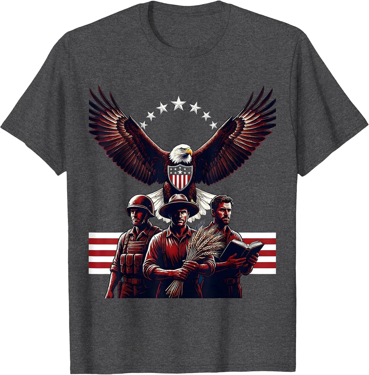 We The People Soldier Farmer Teacher Unity Design T-Shirt - Dark Heather Grey