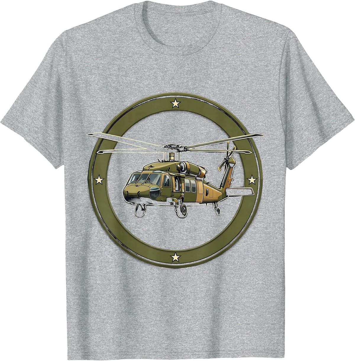 Men's Black Hawk Helicopter Veteran Military Aviation Pride T-Shirt - Heather Grey