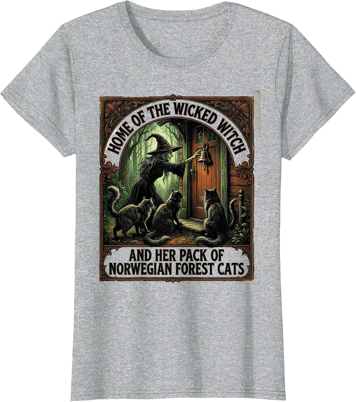 Home Of The Wicked Witch And Her Pack Vintage Halloween T-Shirt - Heather Grey