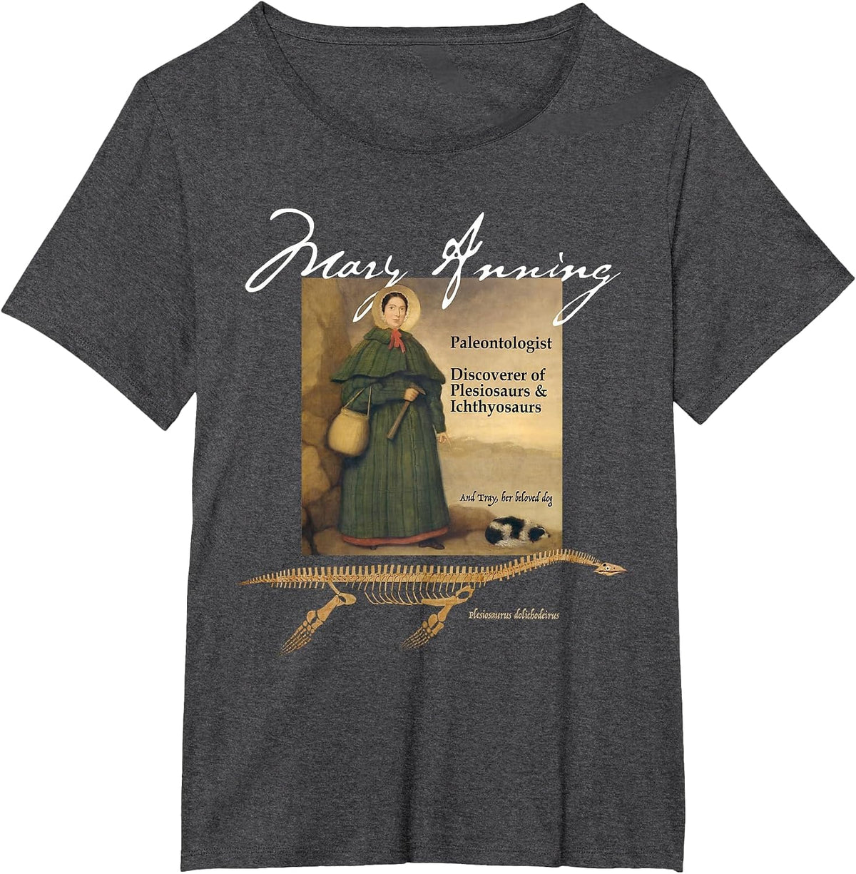 Celebrate Pioneering Paleontologist Mary Anning T-Shirt - Dark Heather Grey