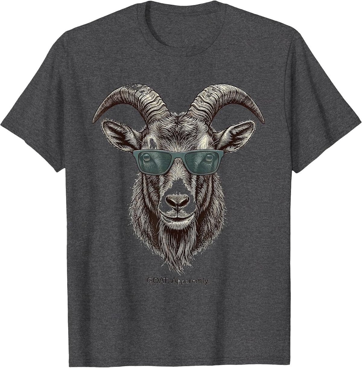 Men's GOAT Apparently Funny Goat With Sunglasses Animal Lover T-Shirt - Dark Heather Grey
