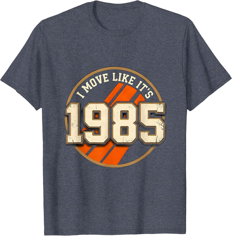 I Move Like It's 1985 Bold Collegiate Retro Vintage 80s T-Shirt - Heather Blue