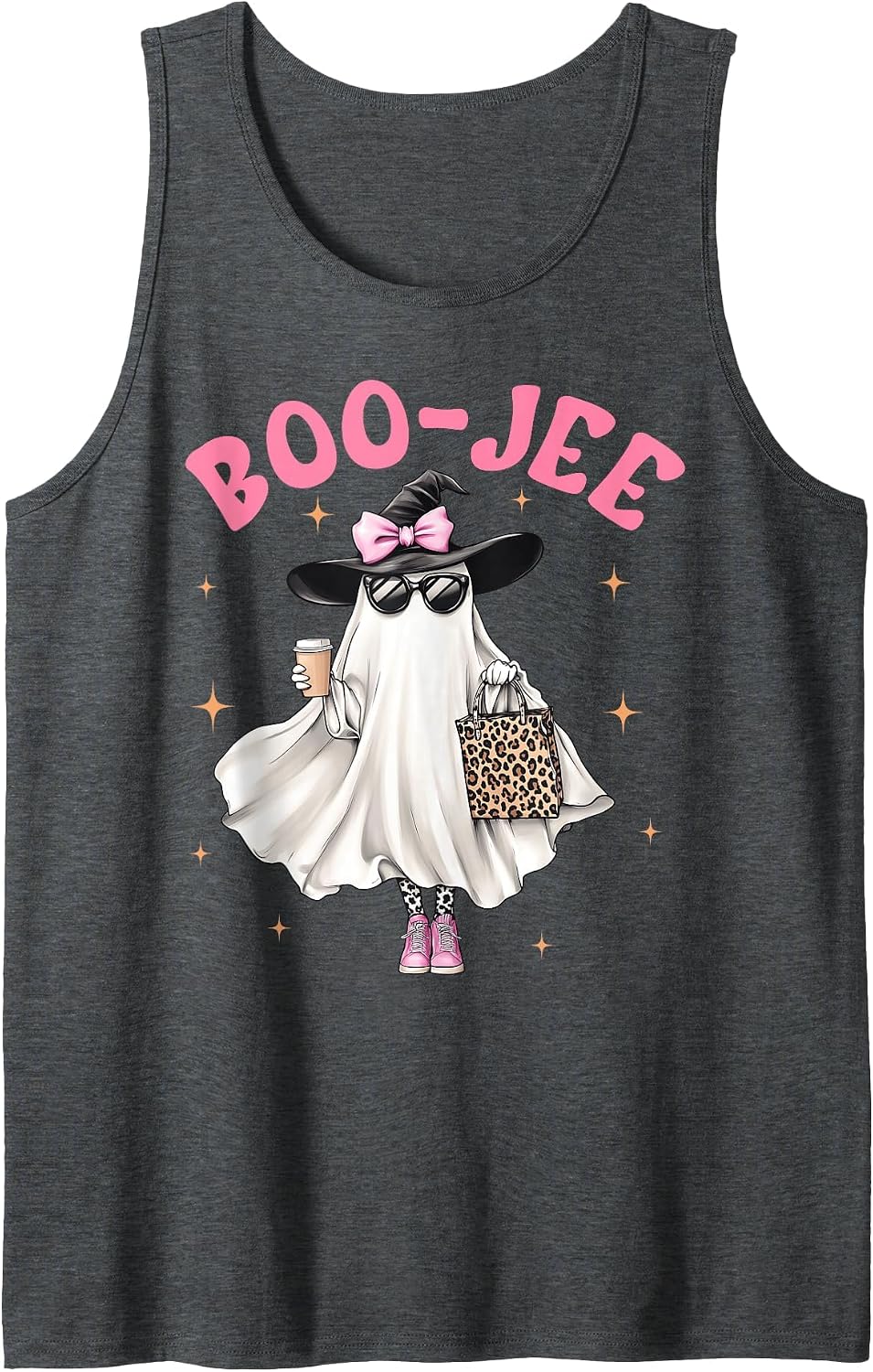 Spooky Season Cute Ghost Funny Halloween Boujee Boo-JEE Tank Top - Dark Heather Grey