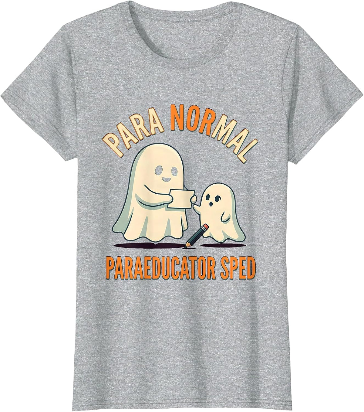 Women's Para Normal SPED Paraeducator Ghost Halloween Teacher Aide T-Shirt - Heather Grey