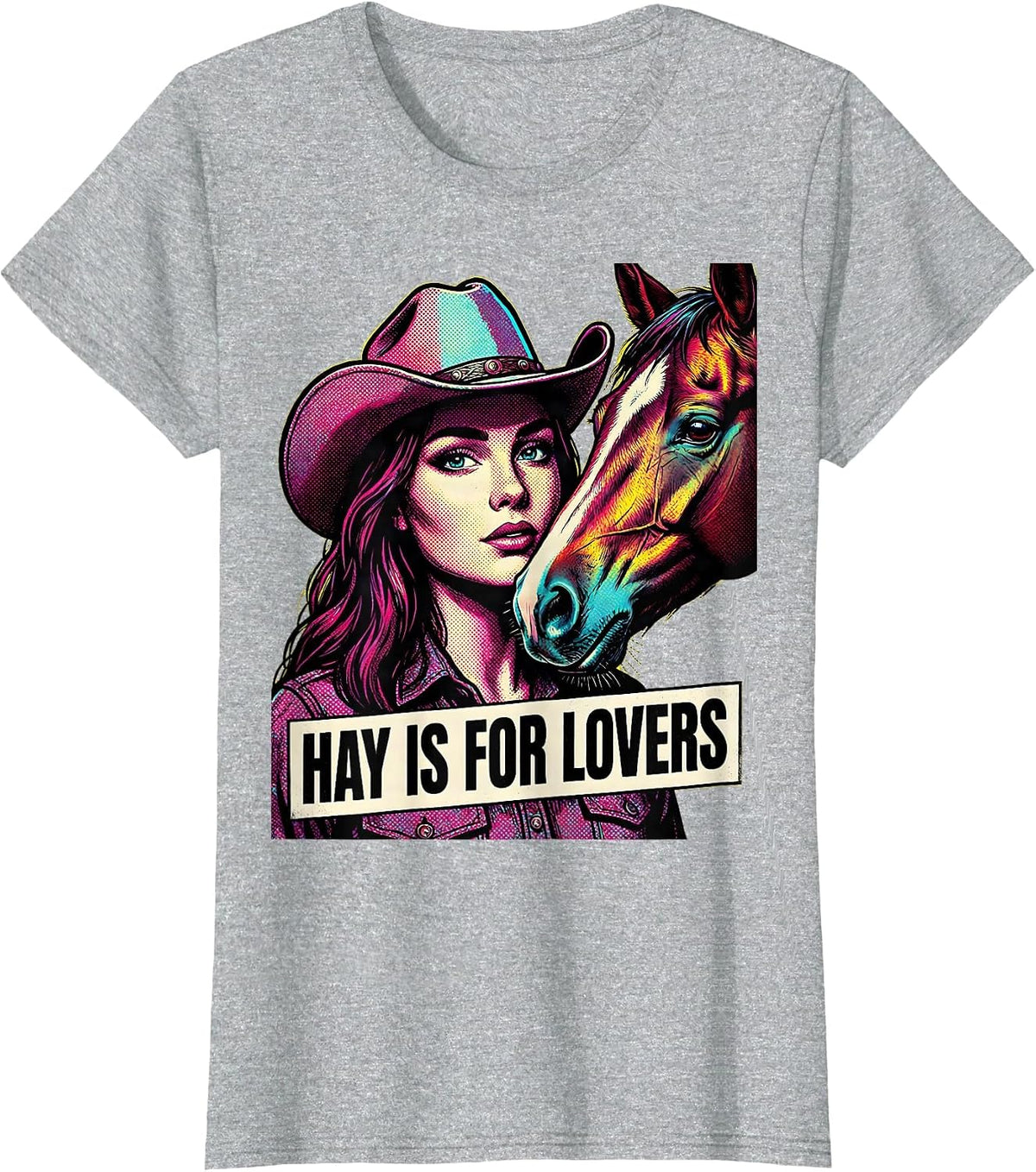 Hay Is For Lovers Horse Design T-Shirt - Heather Grey