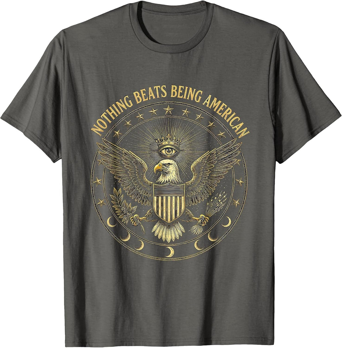 Nothing Beats Being American USA Pride Design T-Shirt - Asphalt Grey