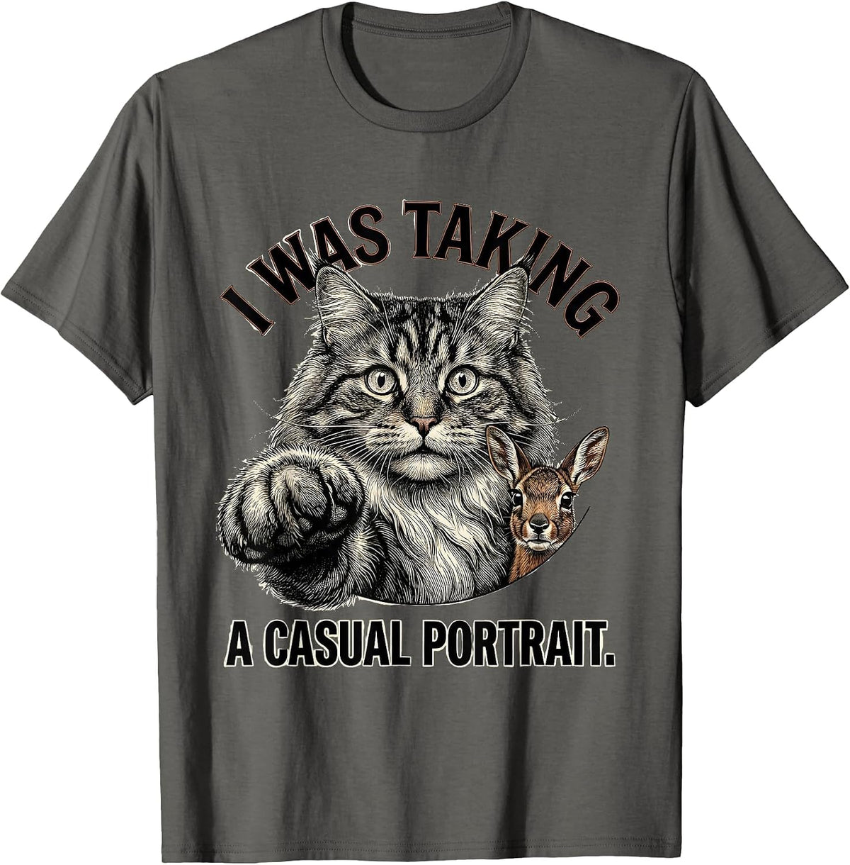 Men's I Was Taking A Casual Portrait Funny Norwegian Forest Cat T-Shirt - Asphalt Grey