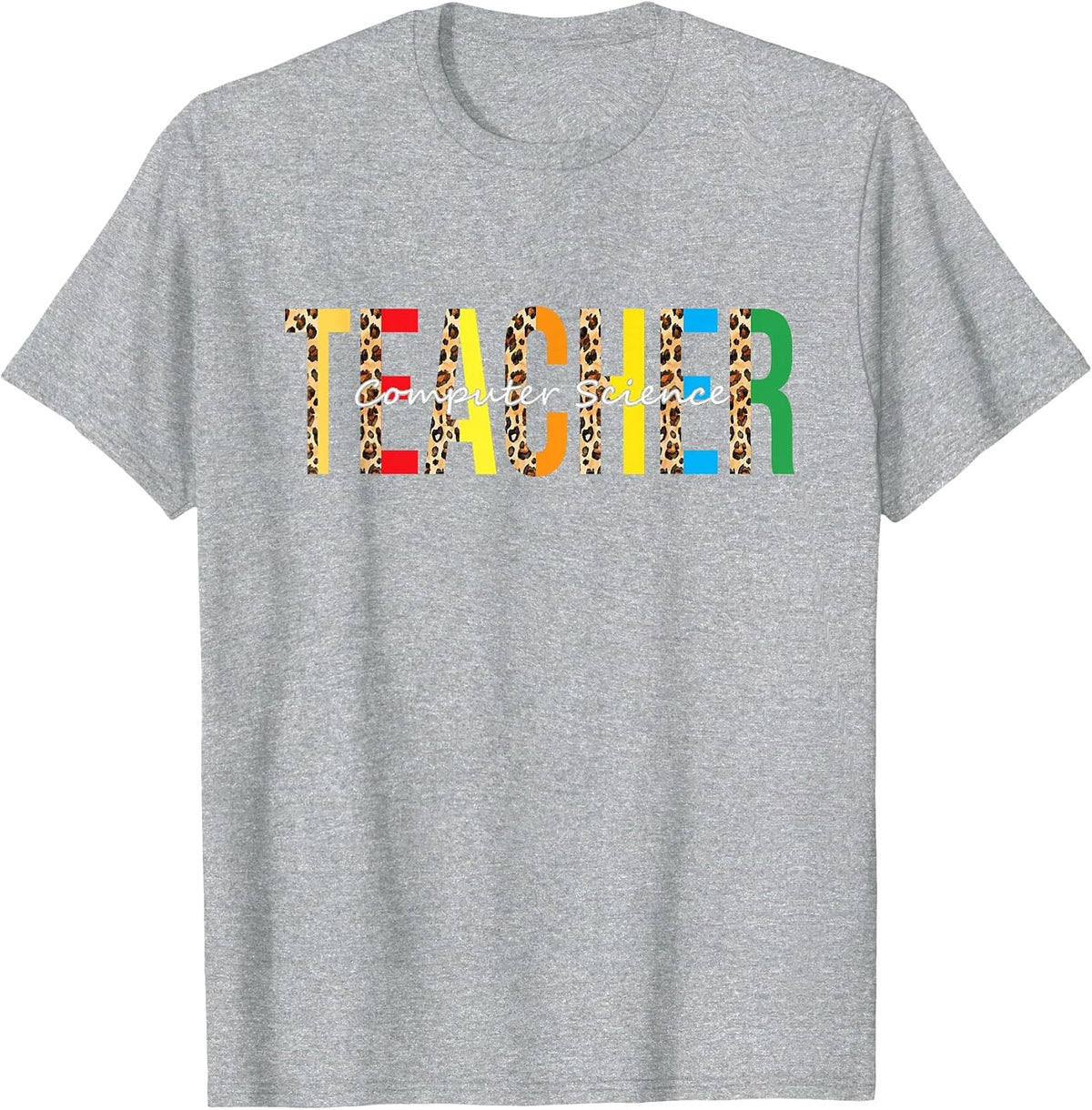 Back to School Computer Science Teacher Leopard Adults T-Shirt - Heather Grey