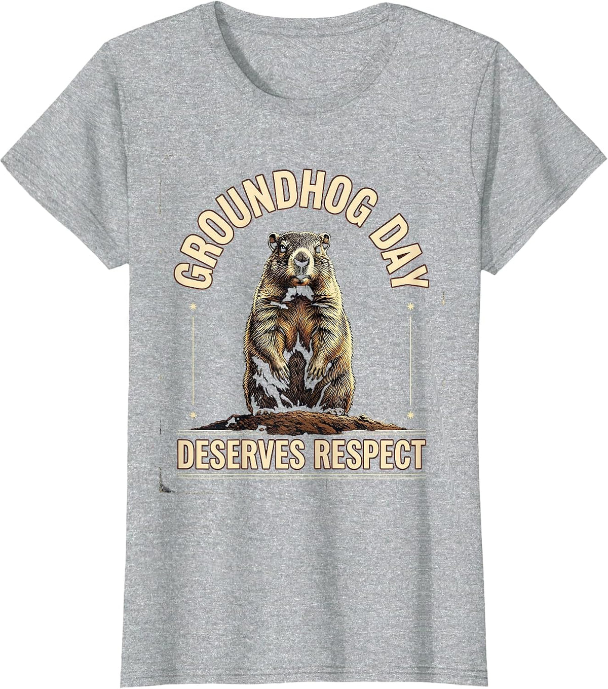 Women's Groundhog Day Deserves Respect Vintage Funny Groundhog Gift T-Shirt - Heather Grey