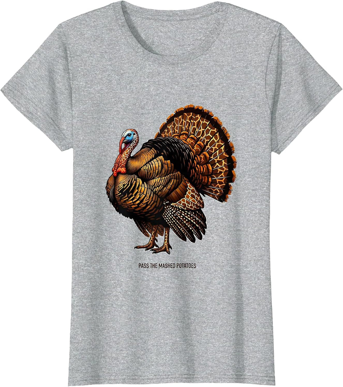 Pass the Mashed Potatoes Thanksgiving Design T-Shirt - Heather Grey