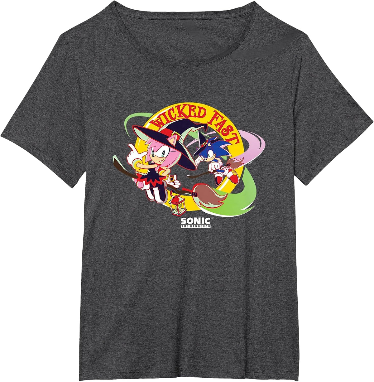 Sonic The Hedgehog Halloween Wicked Fast Witch Costumes T-Shirt - Dark Heather Grey