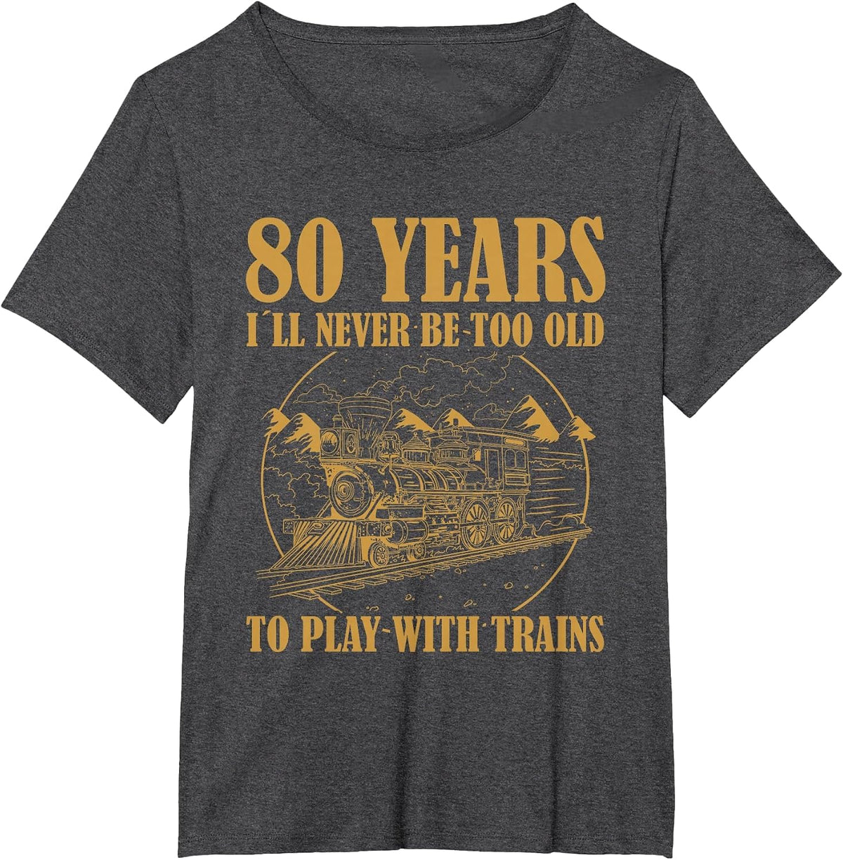 80 Year Old Vintage Railroad Steam Train 80th Birthday T-Shirt - Dark Heather Grey