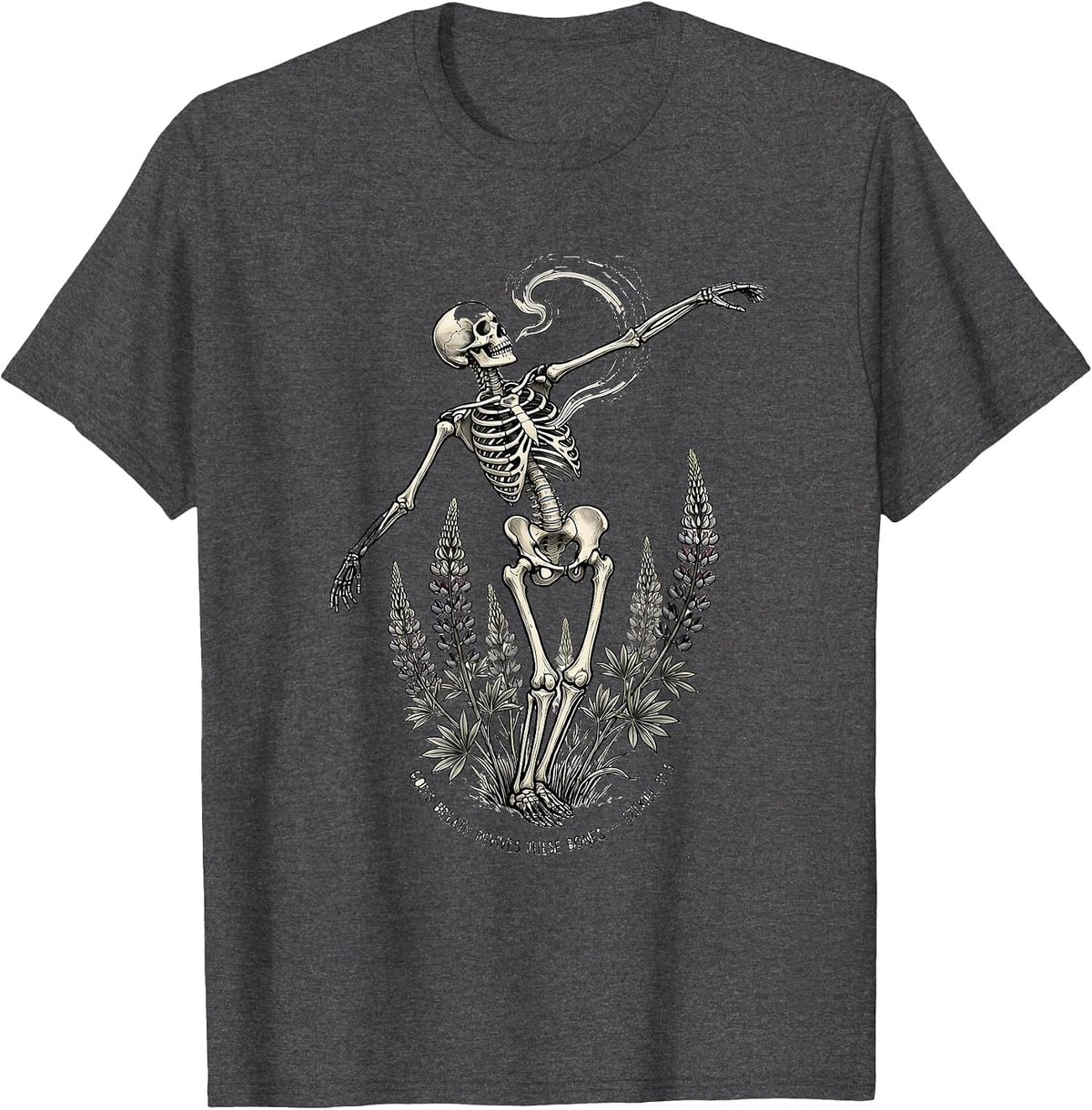 God's Breath Revives These Bones — Ezekiel 37:5 Floral T-Shirt - Dark Heather Grey