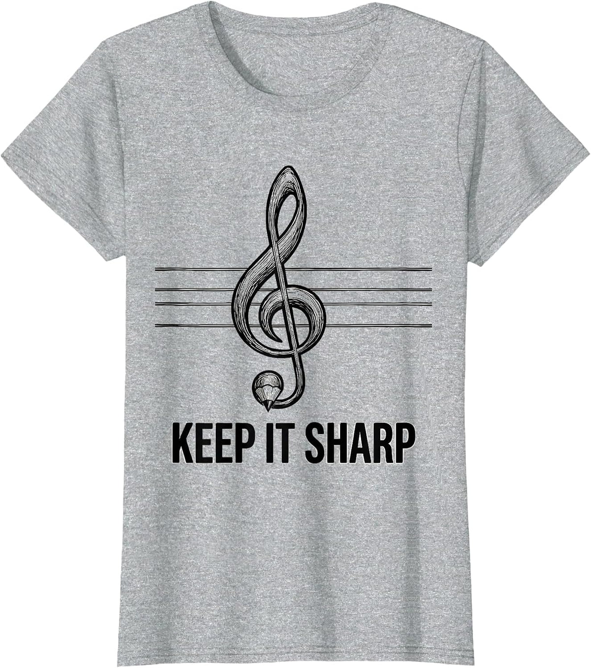Keep It Sharp Funny Musician Instrument Humor T-Shirt - Heather Grey