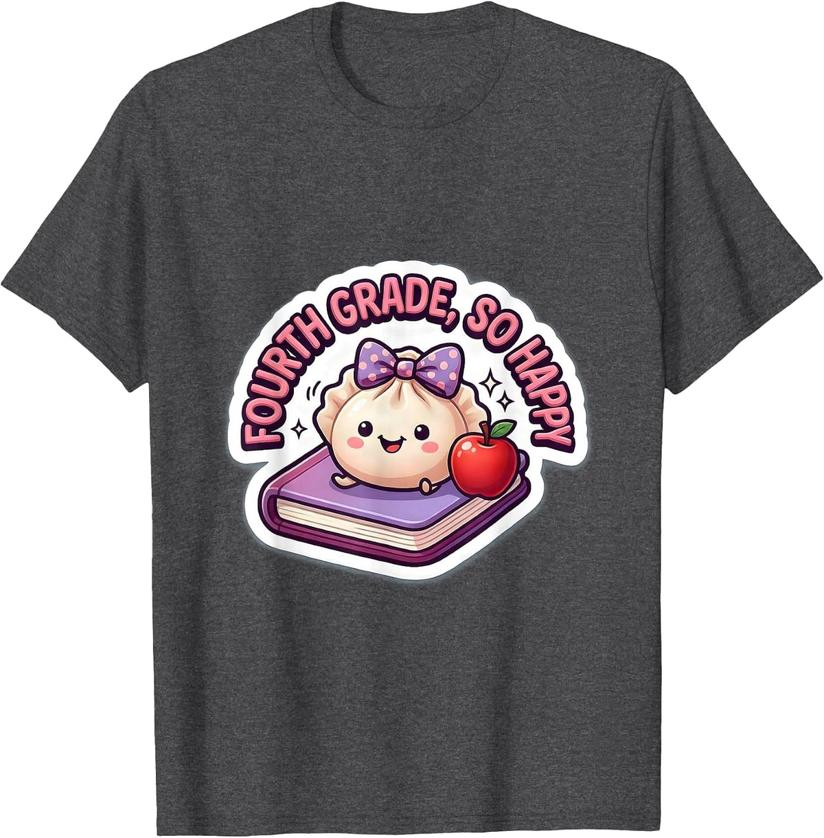 Men's Fourth Grade So Happy Kawaii Dumpling Cute Back to School T-Shirt - Dark Heather Grey