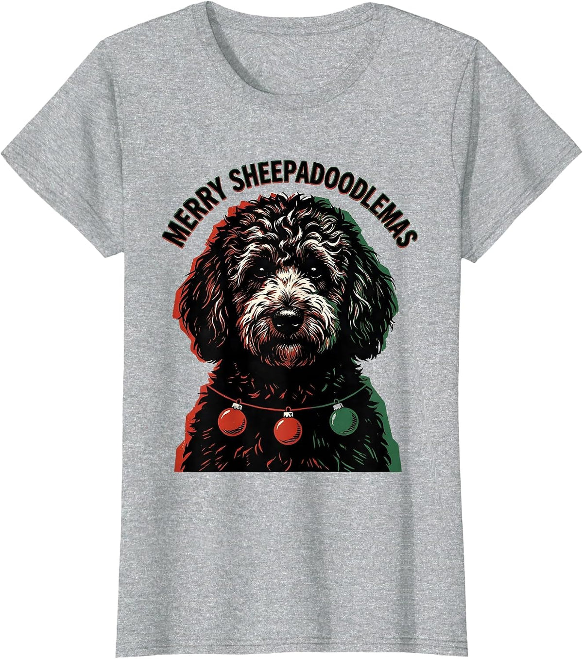 Merry Sheepadoodlemas Funny Sheepadoodle Dog Christmas Lover T-Shirt - Heather Grey