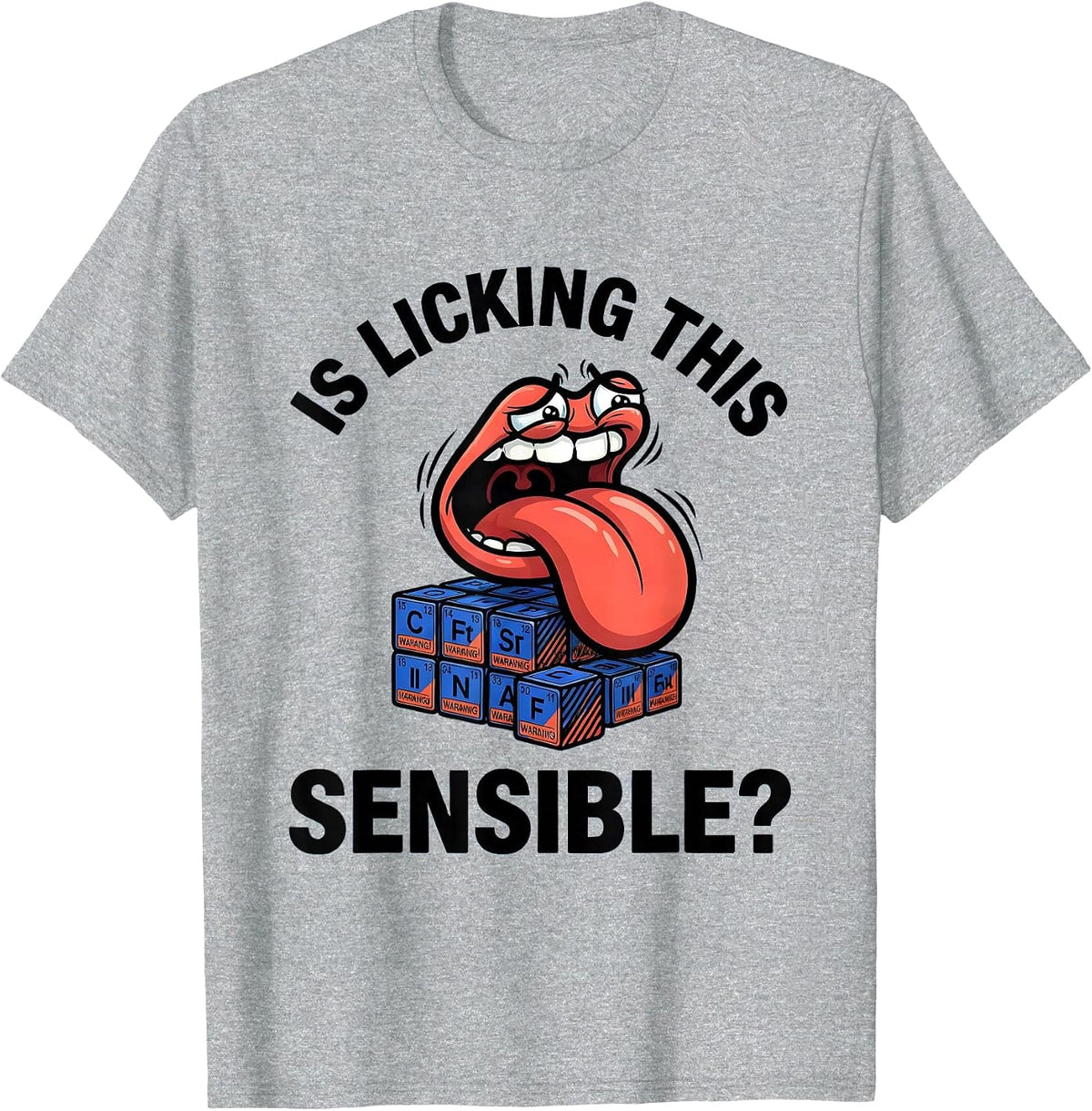 Men's Is Licking This Sensible? Funny Periodic Table Science T-Shirt - Heather Grey