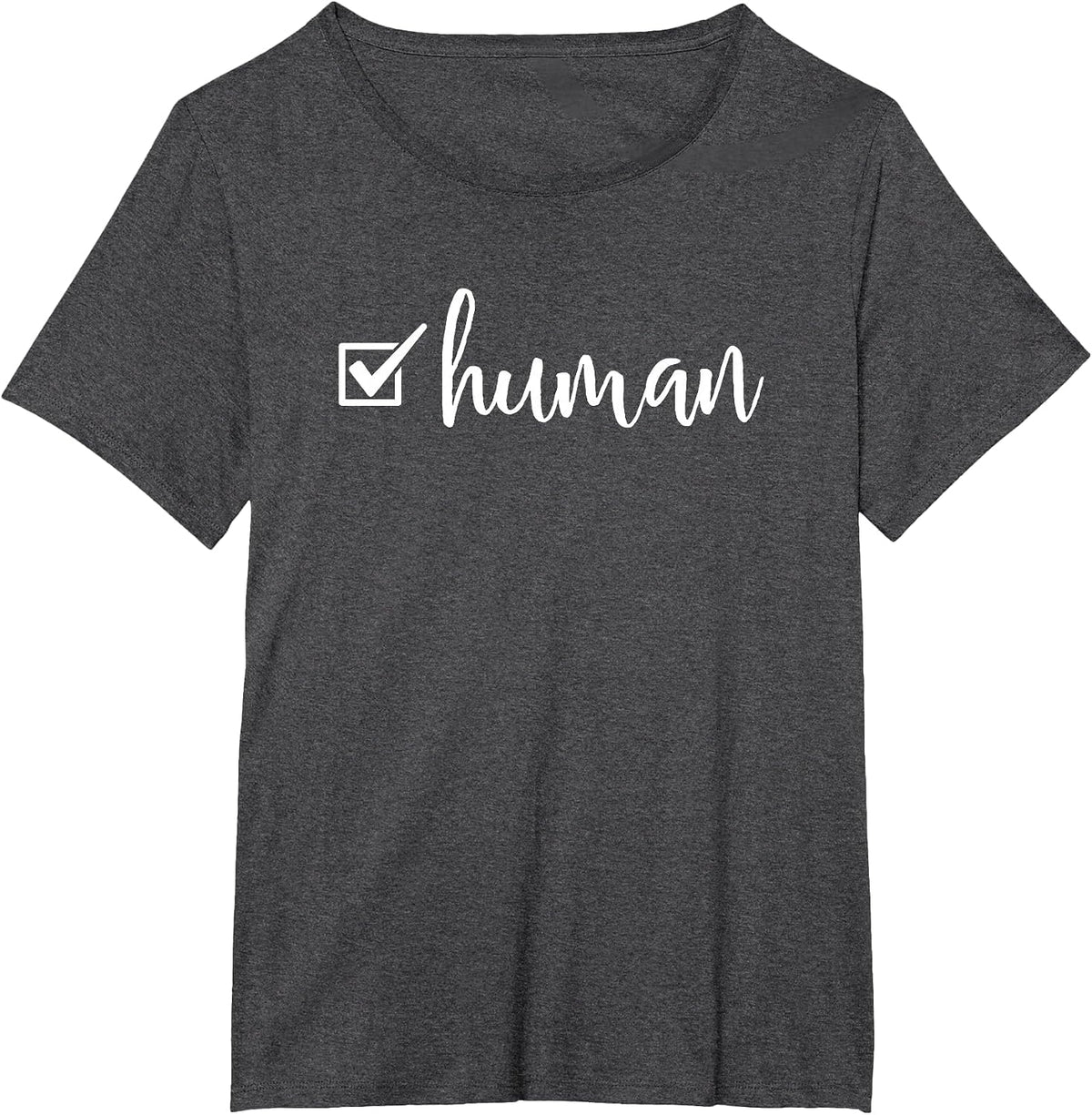 Human Checkmark Inspirational Motivational Novelty Art T-Shirt - Dark Heather Grey