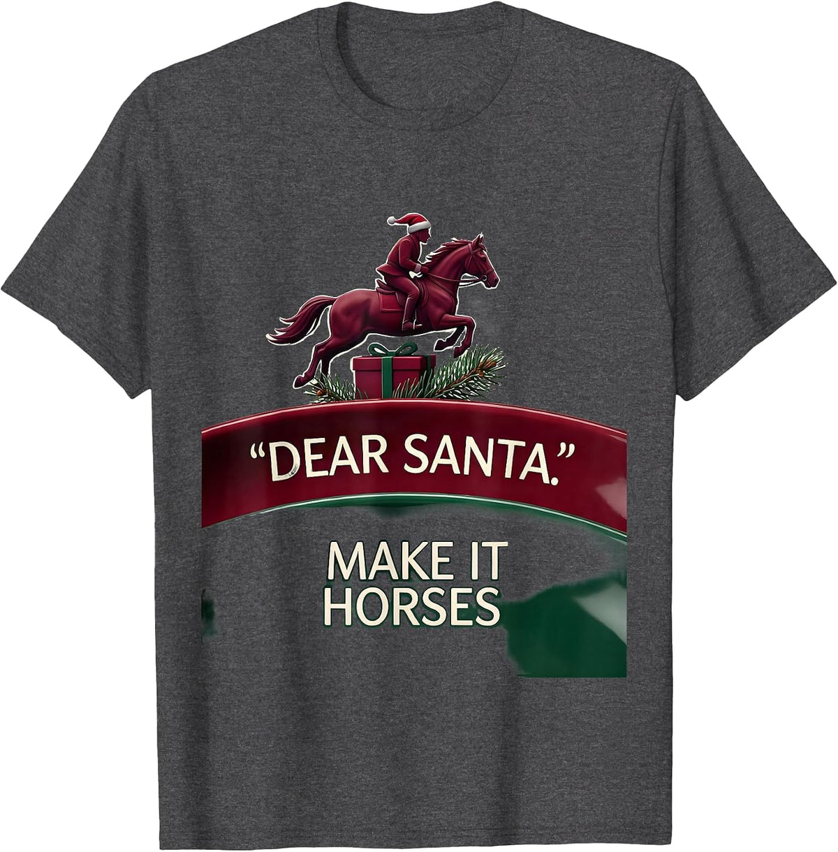 Dear Santa Make It Horses Funny Horse Lover Christmas Pajama T-Shirt - Dark Heather Grey