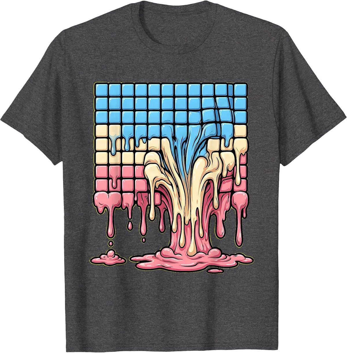 Men's Melting Periodic Table Ice Cream Science Design T-Shirt - Dark Heather Grey