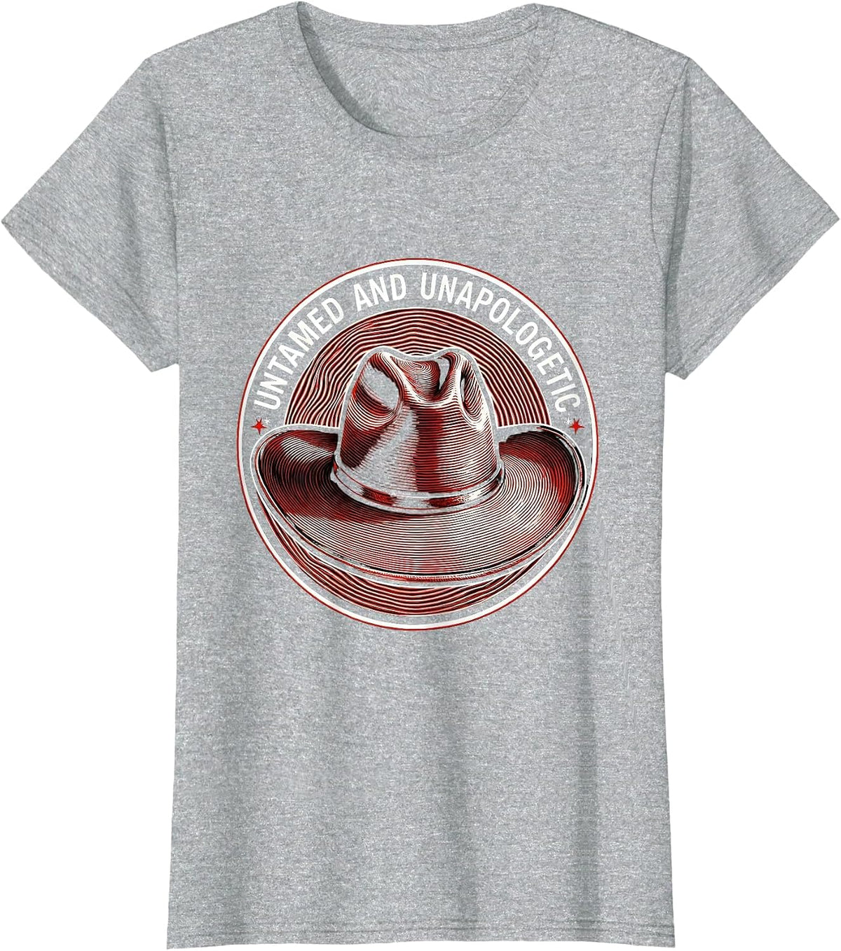 Women's Untamed and Unapologetic Cowgirl Design T-Shirt - Heather Grey
