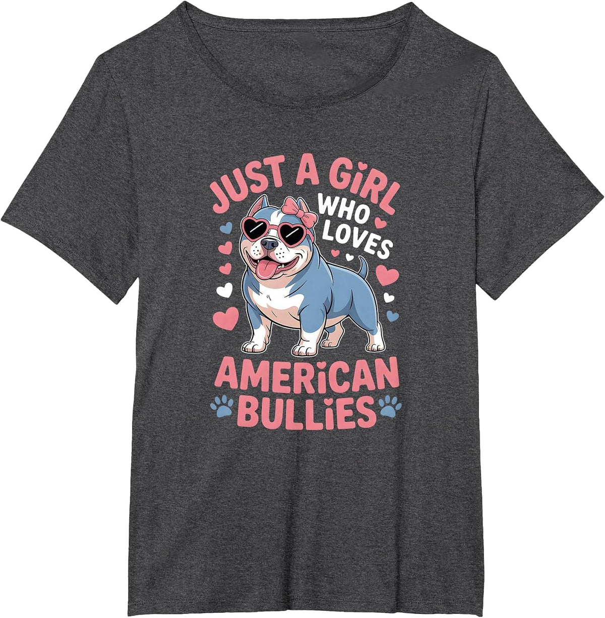 Girls American Bully T-Shirt - Dark Heather Grey