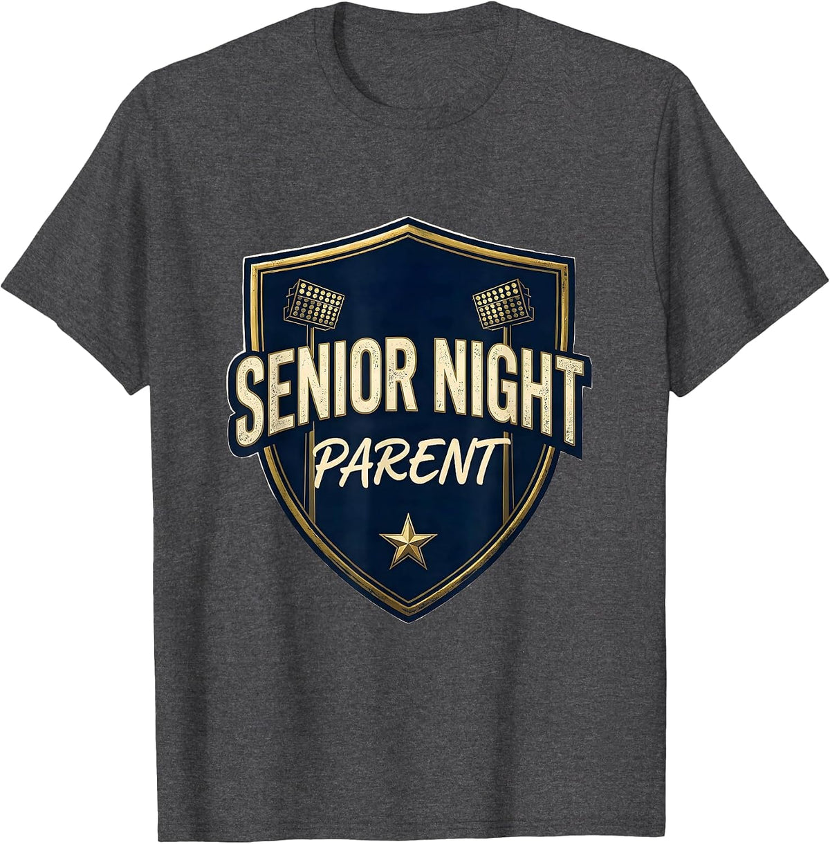 Senior Night Parent Emblem Senior Mom Last Home Game T-Shirt - Dark Heather Grey
