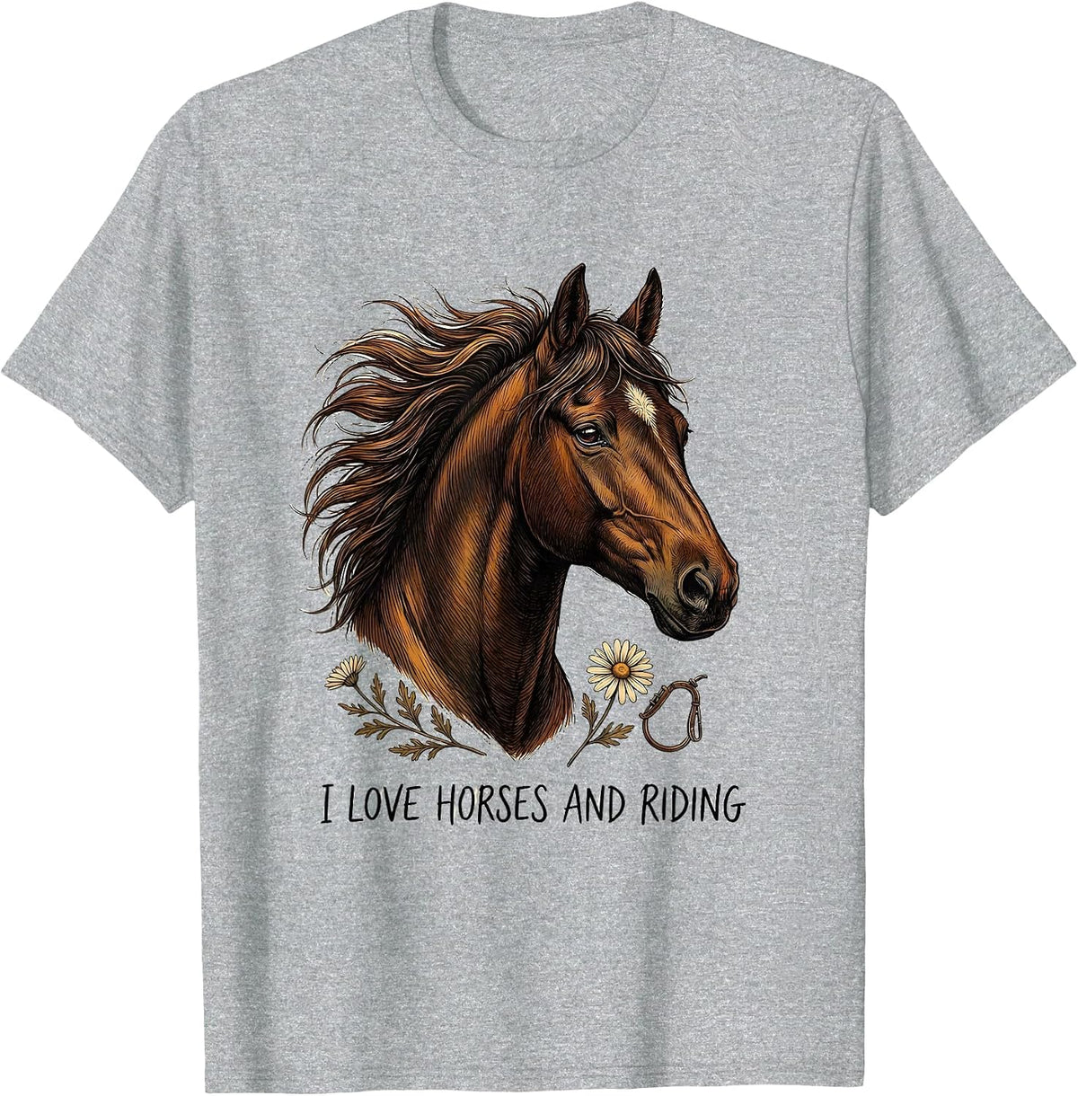 Men's I Love Horses And Riding Warm Horse Lover Gift T-Shirt - Heather Grey