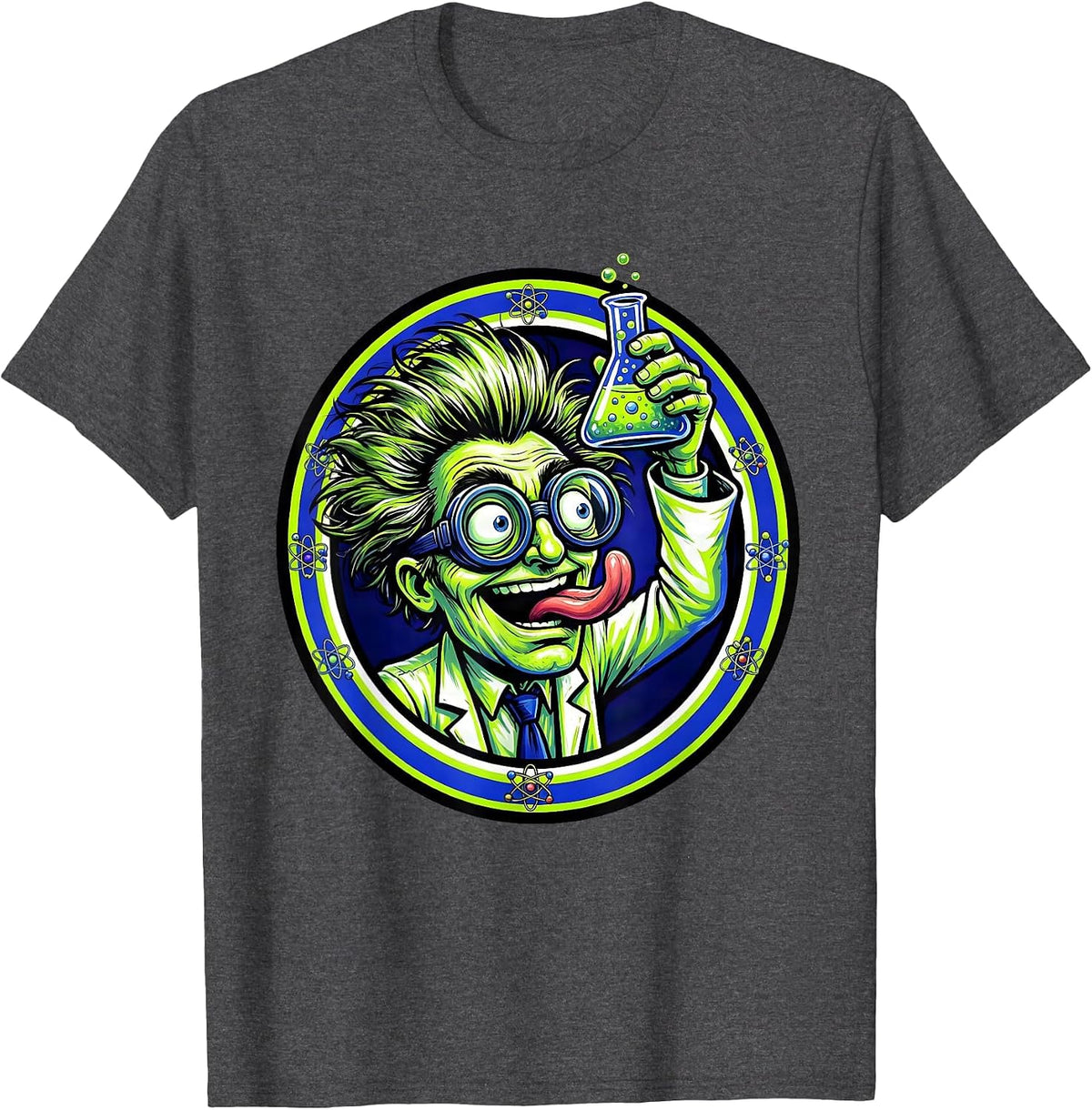 Men's Scientist Taste Testing Beaker Periodic Table T-Shirt - Dark Heather Grey