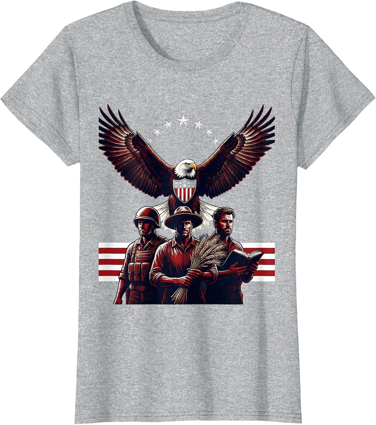 We The People Soldier Farmer Teacher Unity Design T-Shirt - Heather Grey