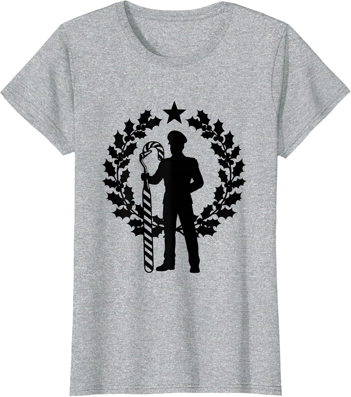 Dental Mirror Sentinel Silhouette Funny Dentist Christmas T-Shirt - Heather Grey
