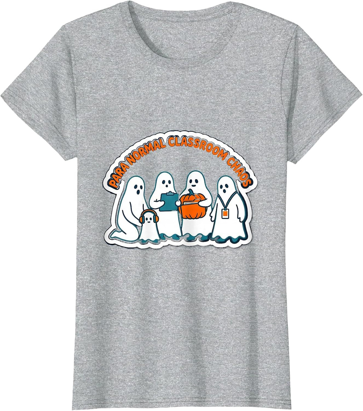 Women's Para Normal Classroom Chaos Funny Paraeducator Halloween T-Shirt - Heather Grey