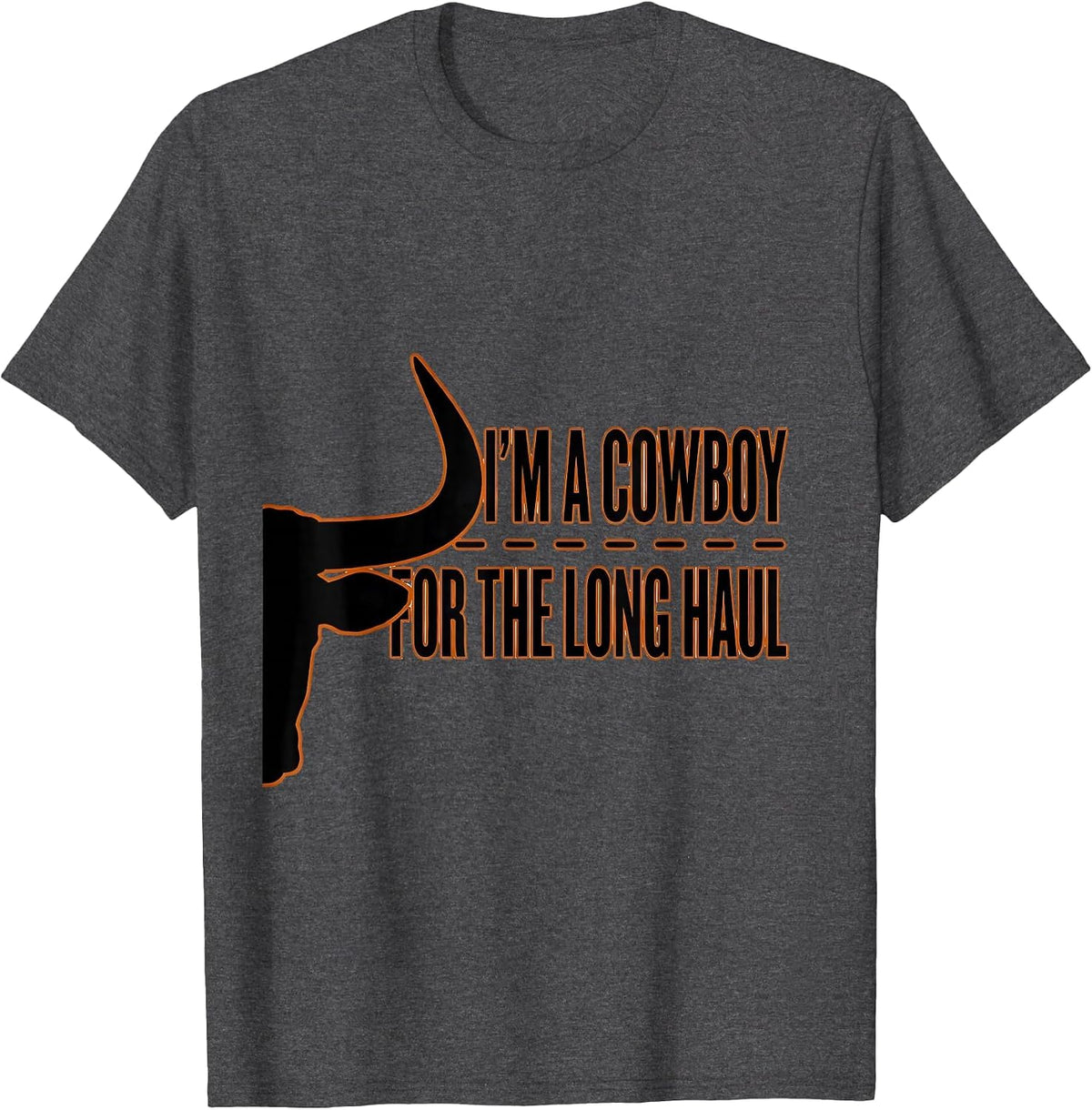 Men's I'm A Cowboy For The Long Haul Minimalist Western Pride T-Shirt - Dark Heather Grey