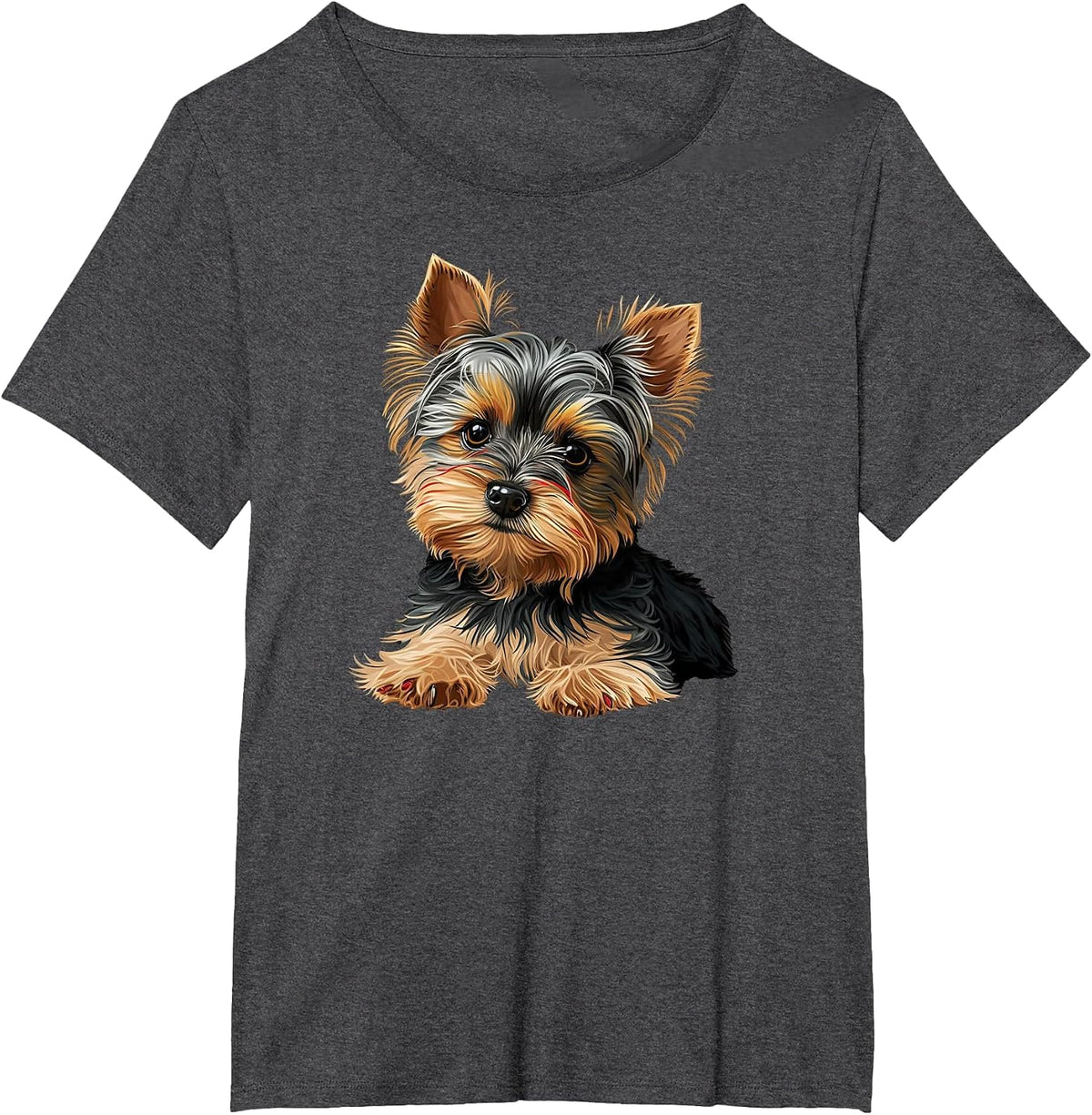 Funny Yorkshire Terrier Cute Puppy T-Shirt - Dark Heather Grey