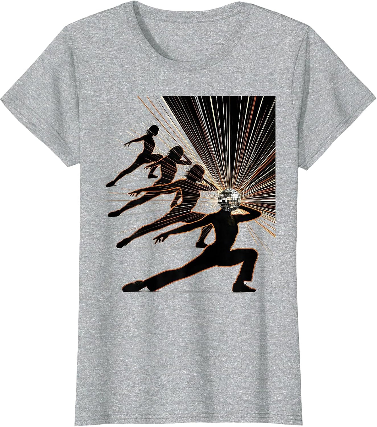 Disco Dancer Silhouette Futurism 70s Party T-Shirt - Heather Grey