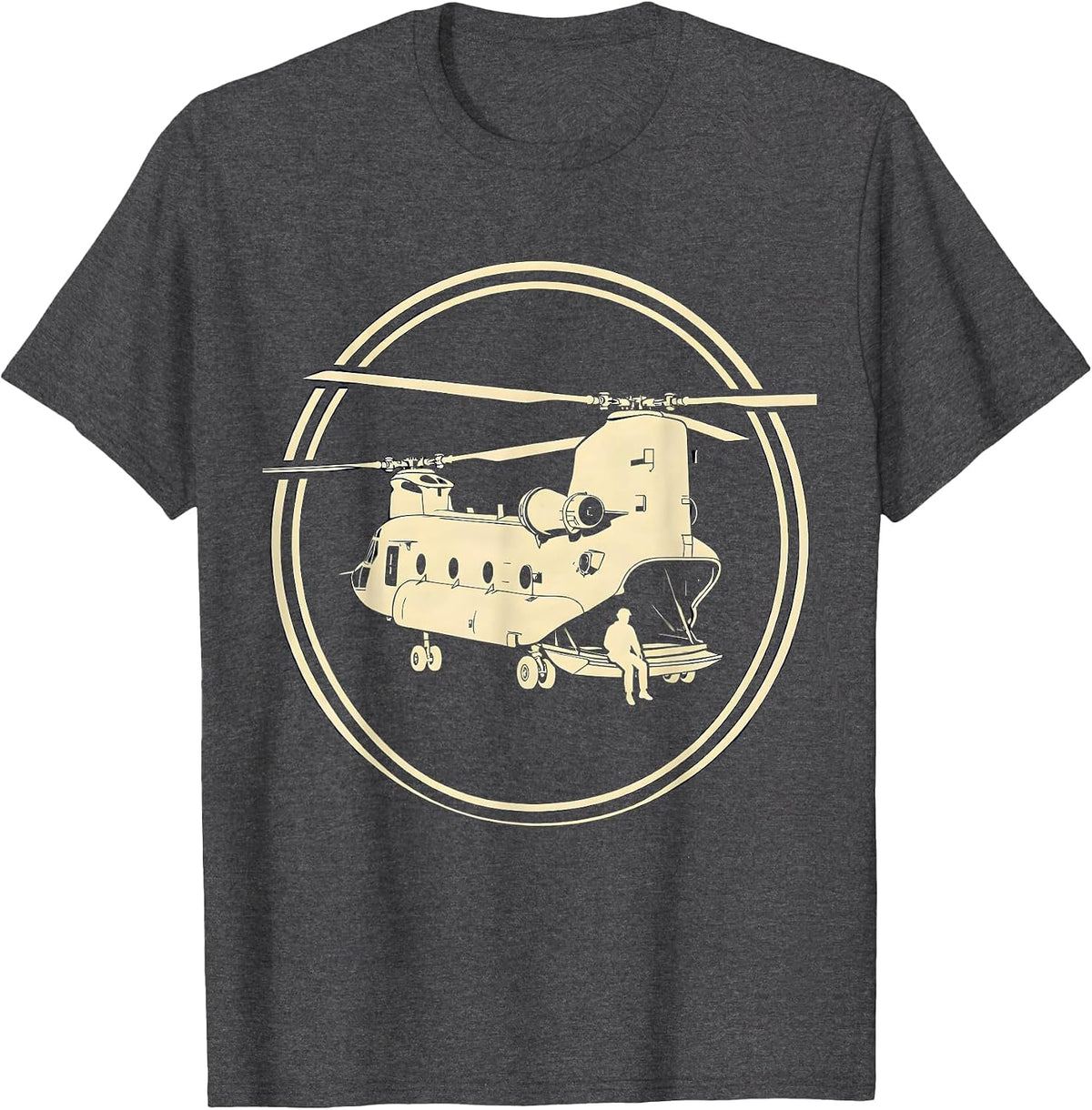 Men's CH-47 Chinook Helicopter Pilot Aviation Veteran Pride T-Shirt - Dark Heather Grey