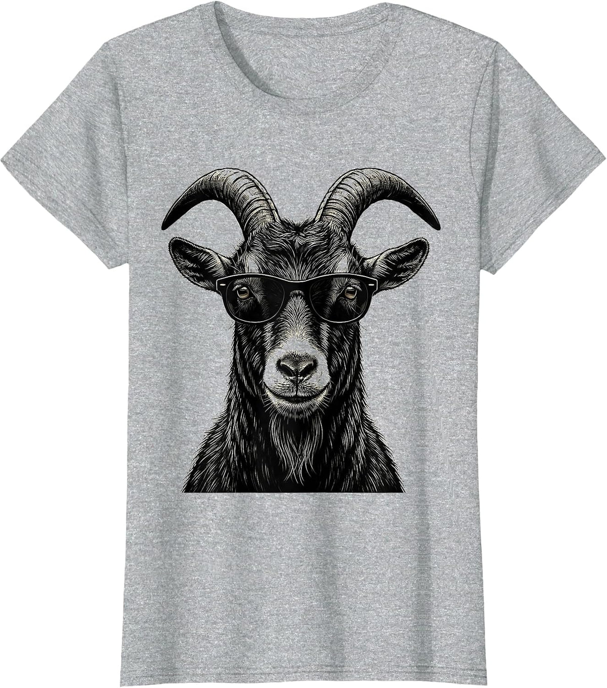 Goat Sunglasses Scratchboard Funny Goat Lover Humor T-Shirt - Heather Grey