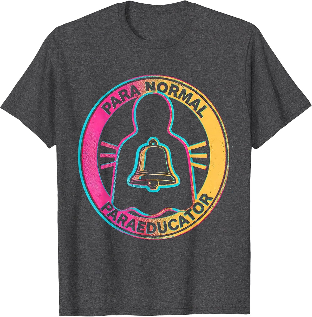 Men's Para Normal Paraeducator Risograph Ghost SPED Teacher T-Shirt - Dark Heather Grey