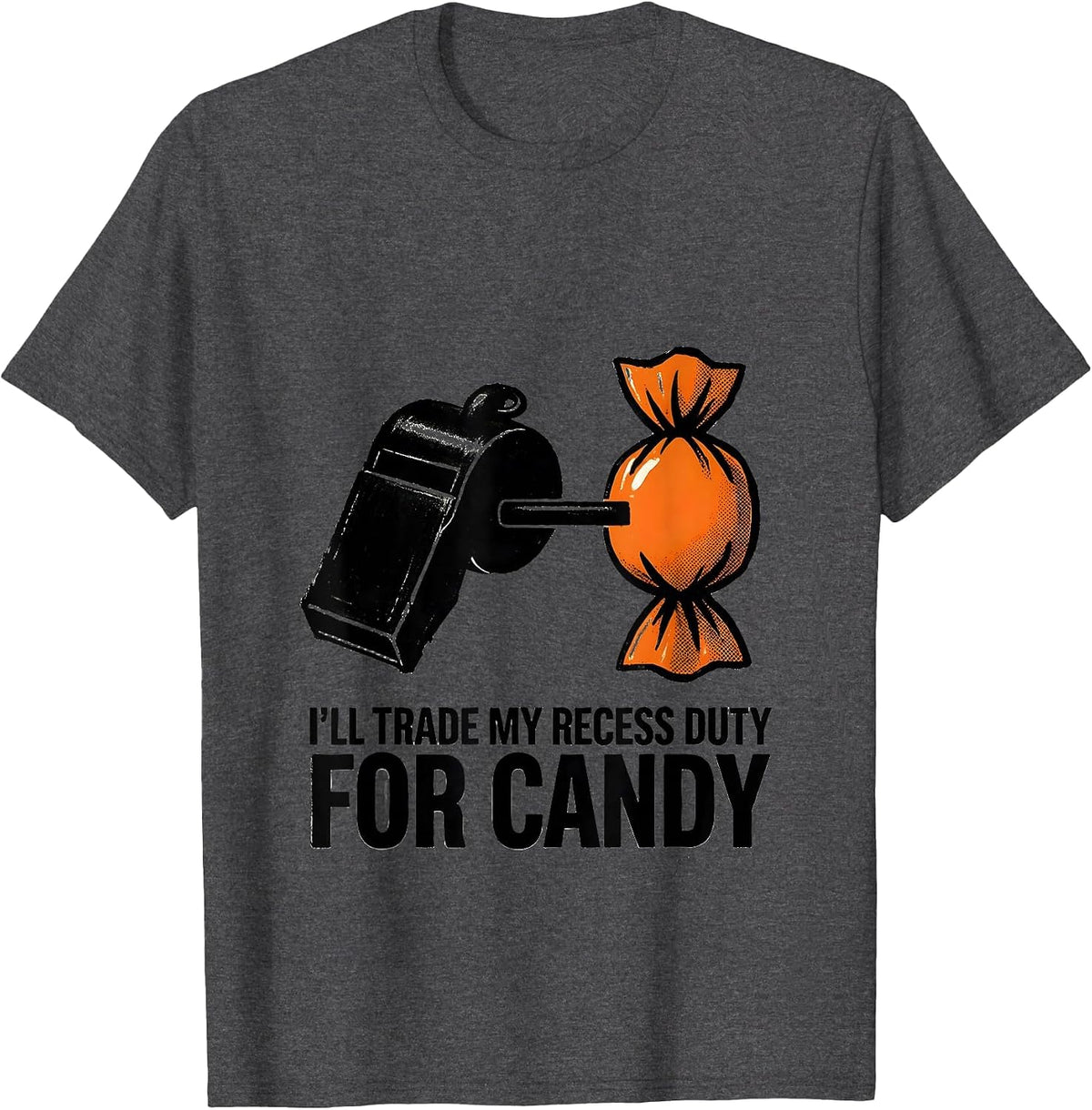 Men's I'll Trade My Recess Duty For Candy Funny Teacher Halloween T-Shirt - Dark Heather Grey