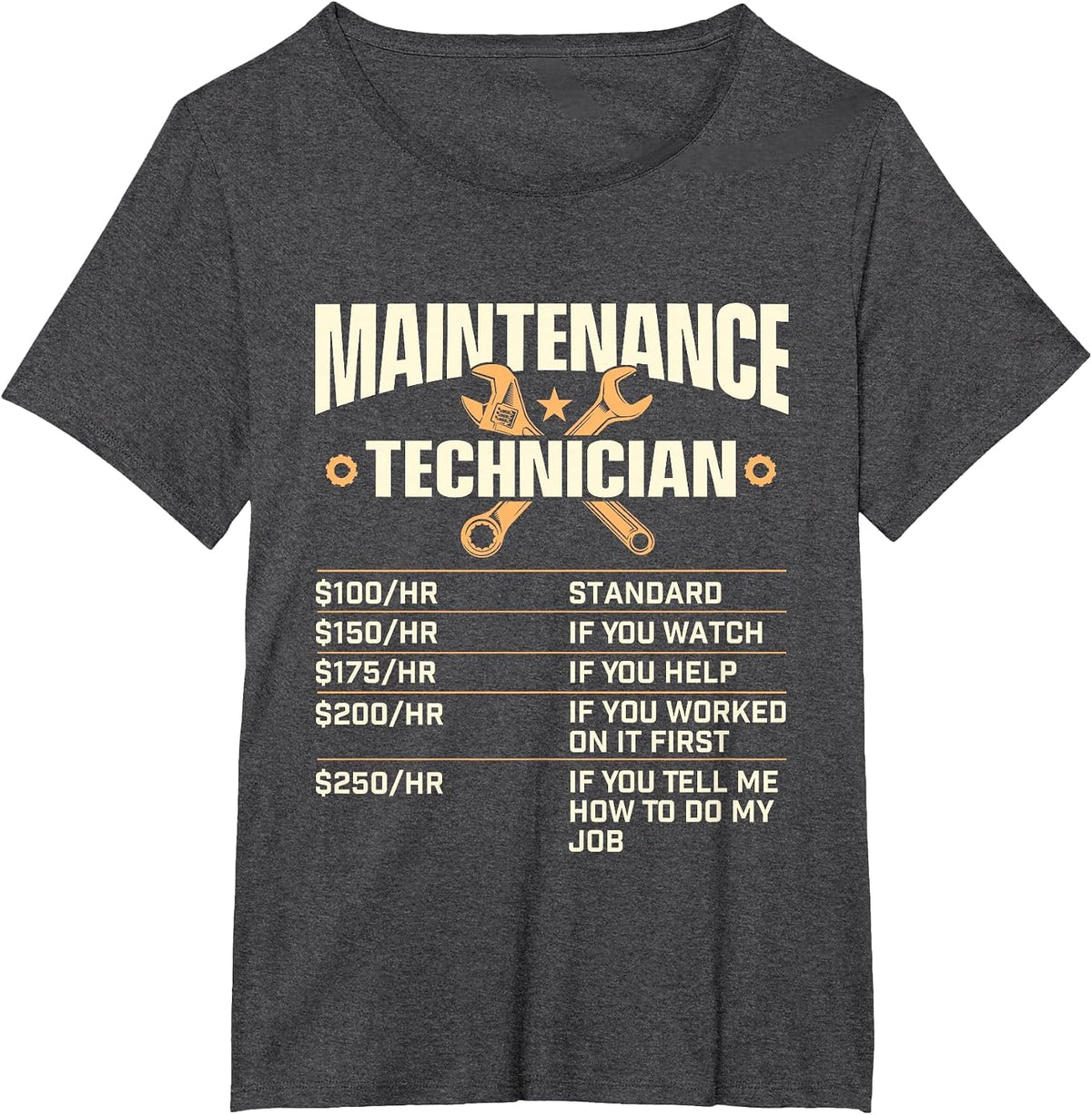 Maintenance Technician Hourly Rate - Handyman Repair Worker T-Shirt - Dark Heather Grey
