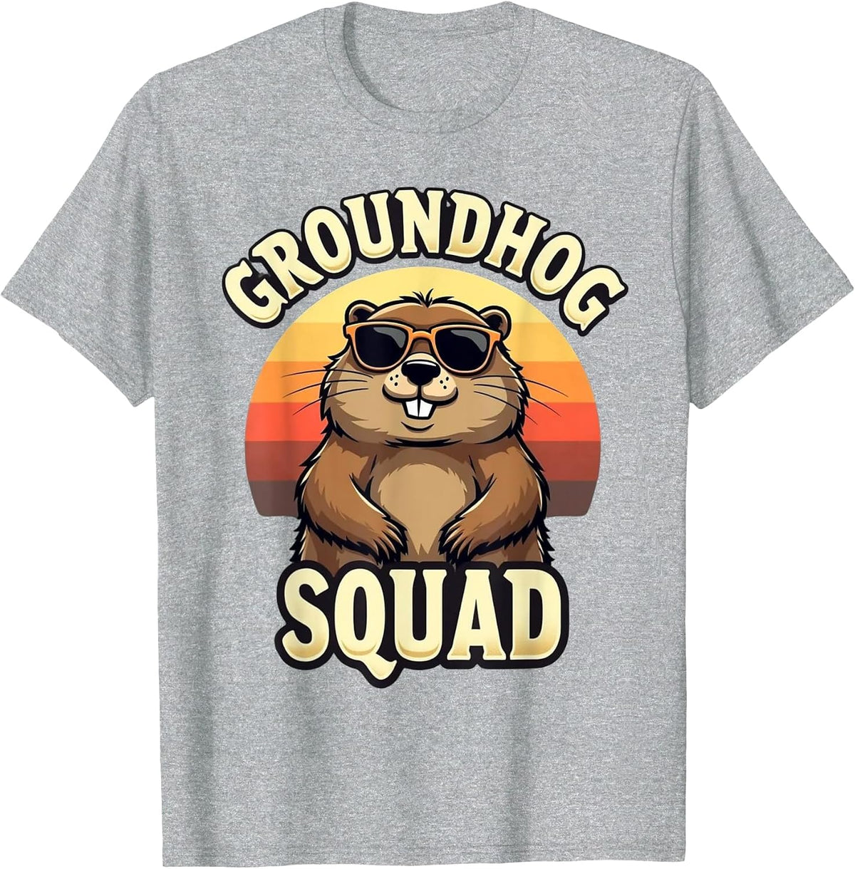 Funny Groundhog Squad Happy Groundhog Day Celebration T-Shirt - Heather Grey