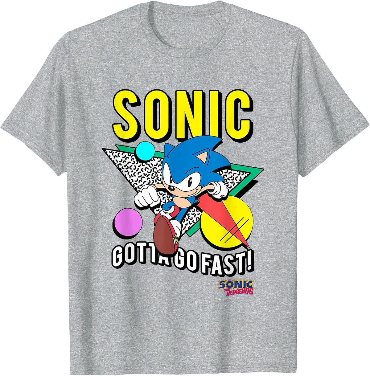 Sonic The Hedgehog Gotta Go Fast Retro 90's Sonic T-Shirt - Heather Grey