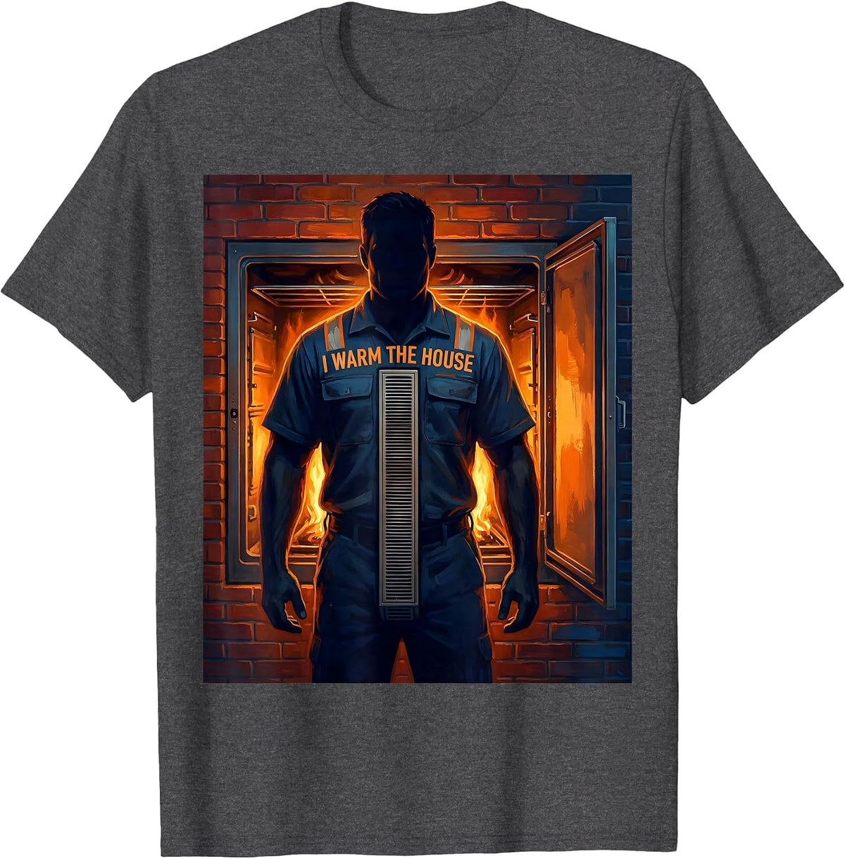 I Warm The House Funny HVAC Technician Vintage Trade Humor T-Shirt - Dark Heather Grey