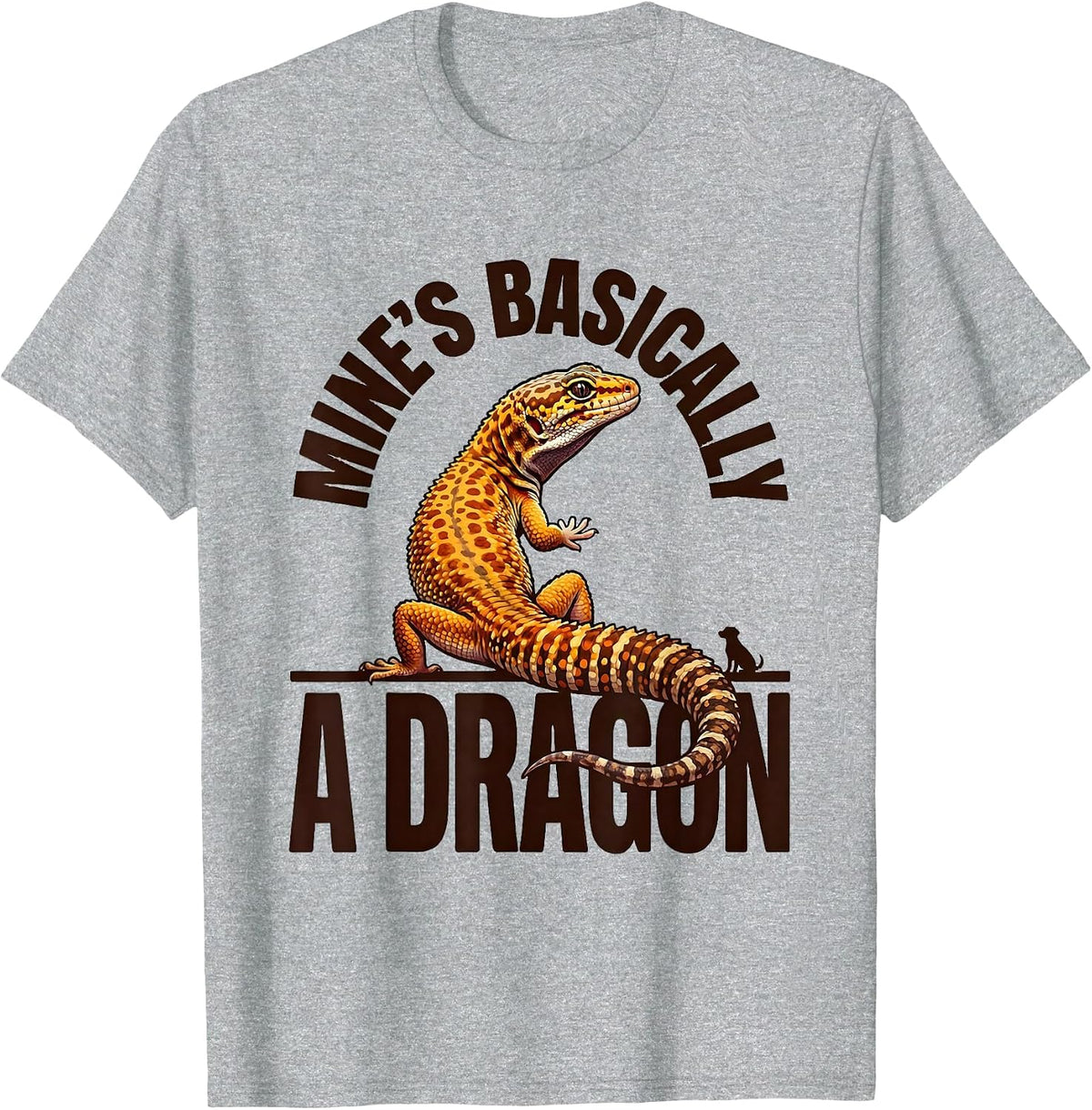 Men's Mine's Basically A Dragon Funny Leopard Gecko Reptile Lover T-Shirt - Heather Grey