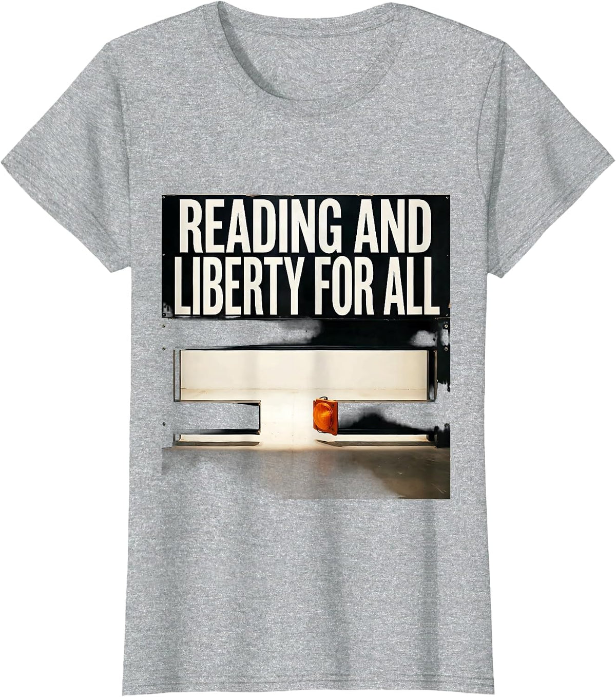 Women's Reading And Liberty For All Brutalist Literacy Justice T-Shirt - Heather Grey